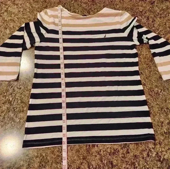 Nautica Cropped Sleeve Striped Button Detail Shirt - Picture 8 of 11